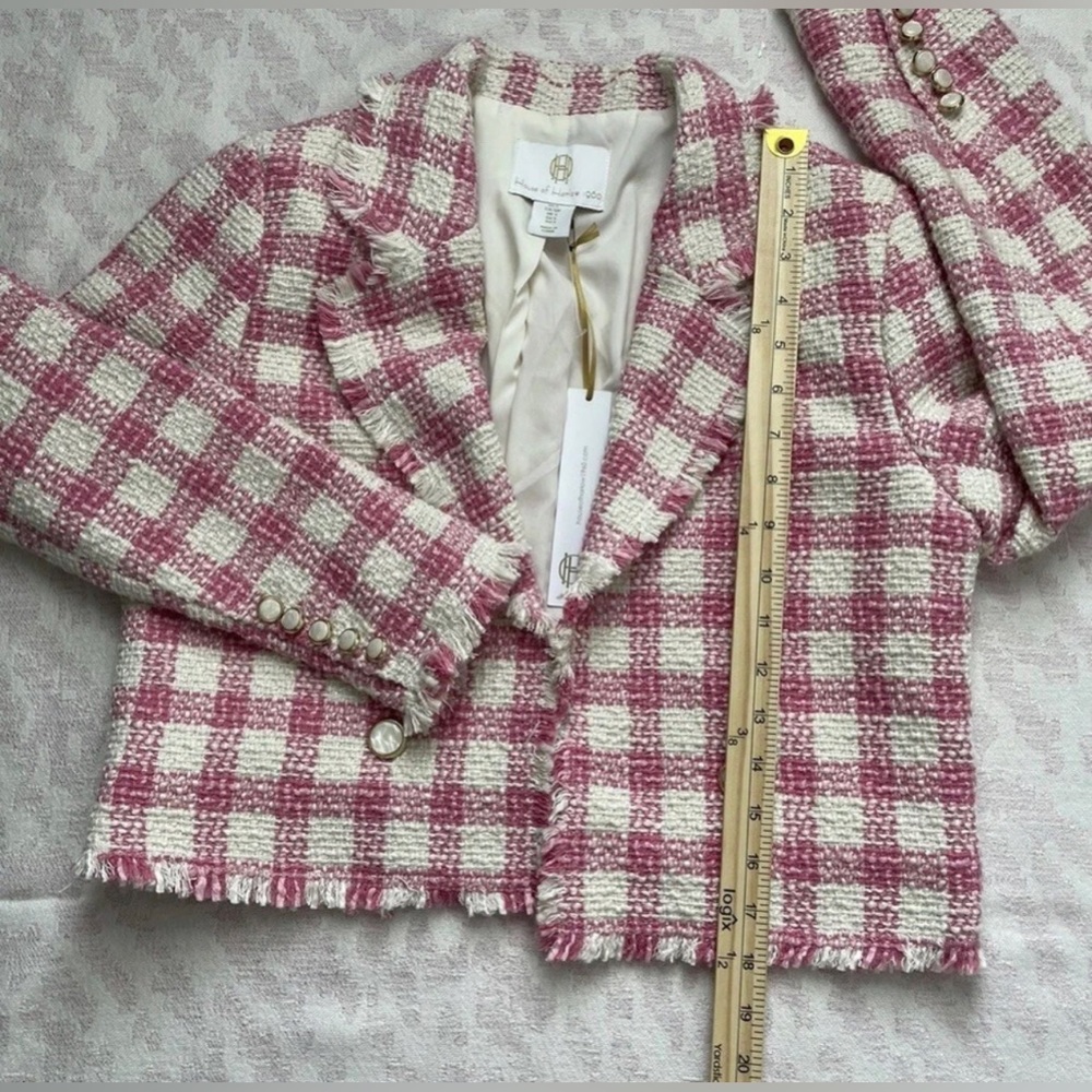 House of Harlow 1960 Plaid Pink and White Blazer - Picture 6 of 12